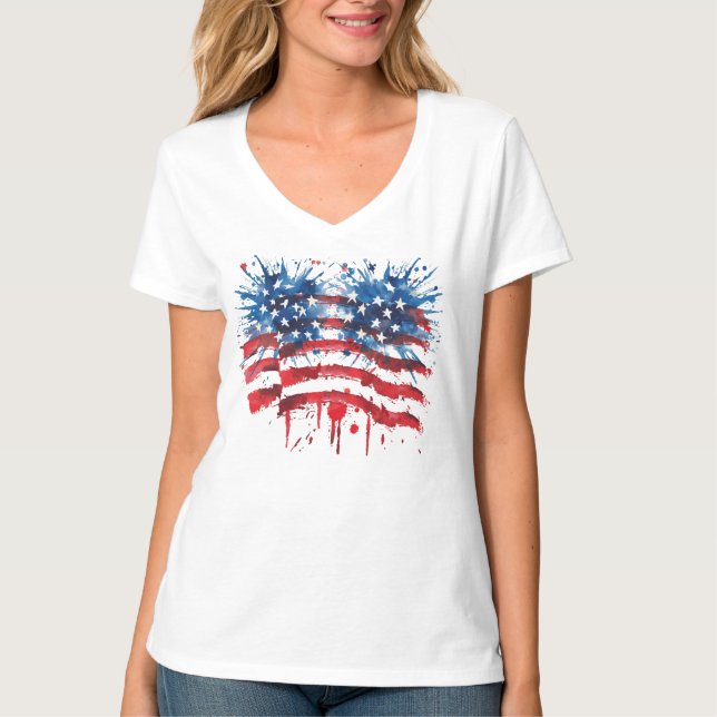 Camiseta Distressed American Flag Christian Scripture Tee (Frente)