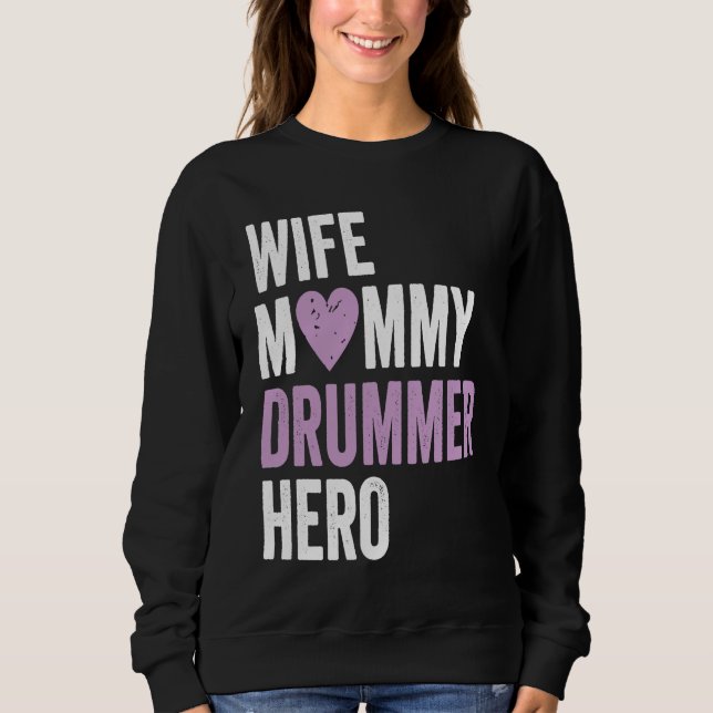 Camiseta Distressed Drummer  Wife Mommy Drummer Hero (Frente)