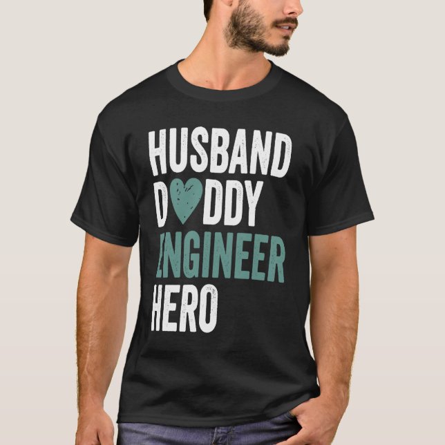 Camiseta Distressed Engineer  Husband Daddy Engineer Hero (Frente)