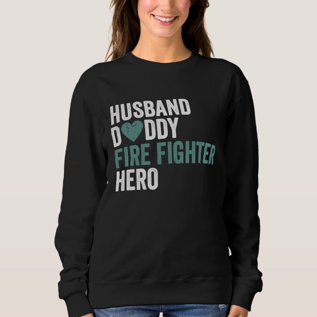 Camiseta Distressed Fire Fighter  Husband Daddy Fire Fighte (Frente)