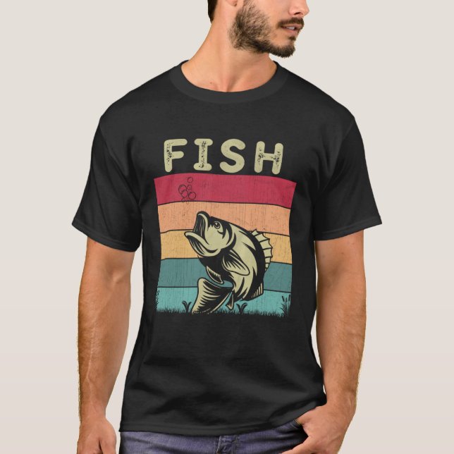 Camiseta Distressed Fish  Boys Girls Retro Style Fish (Frente)