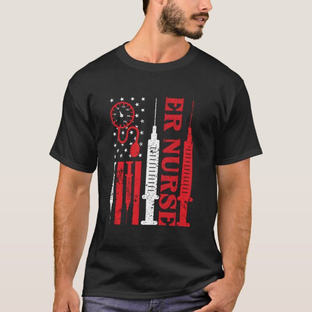 Camiseta Distressed Flag For Emergency Room Er Nurses (Frente)