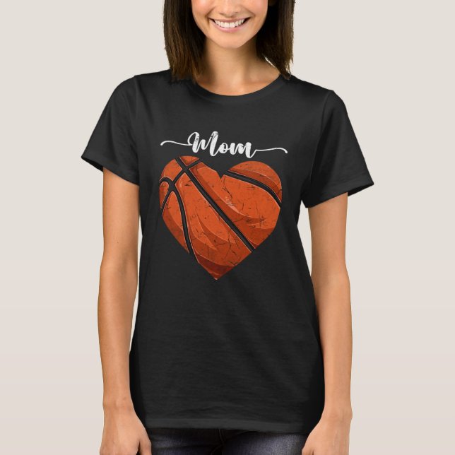 Camiseta Distressed Heart Basketball Mom Heart Cute Mother  (Frente)