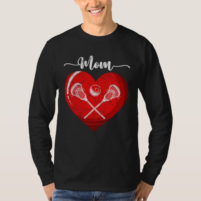 Camiseta Distressed Heart Lacrosse Mom Heart Cute Mother s  (Frente)