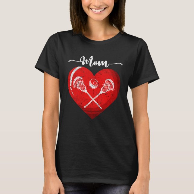 Camiseta Distressed Heart Lacrosse Mom Heart Cute Mother s  (Frente)