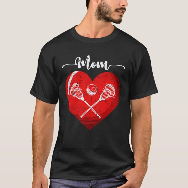 Camiseta Distressed Heart Lacrosse Mom Heart Cute Mother s  (Frente)