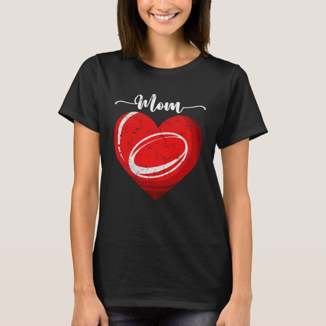 Camiseta Distressed Heart Rugby Mom Heart Cute Mother s Day (Frente)