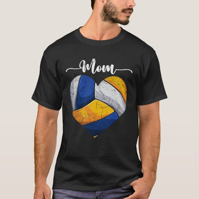 Camiseta Distressed Heart Volleyball Mom Heart Cute Mother  (Frente)