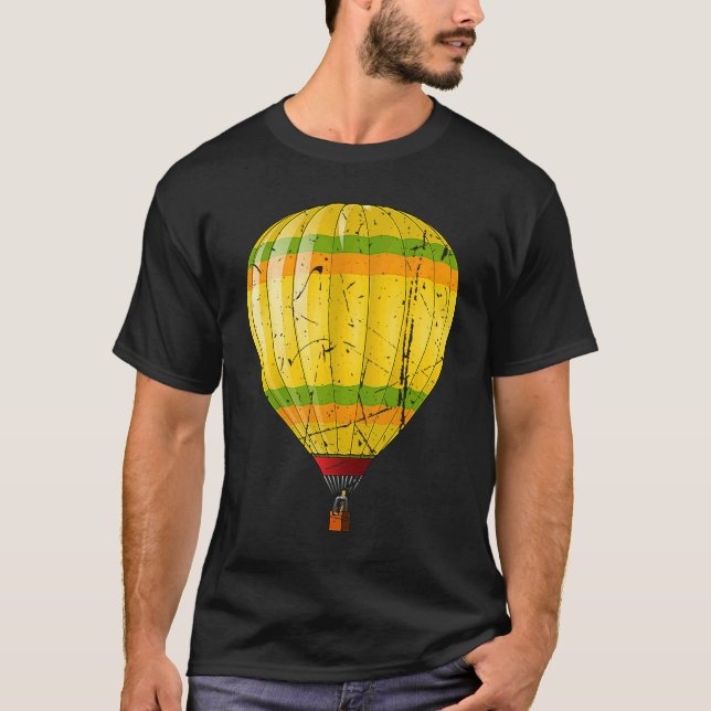 Camiseta Distressed Hot Air Balloon Design Ballooning Men W (Frente)