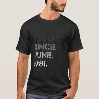 Camiseta Distressed Legend Since June 1981 42Nd Bday 42
