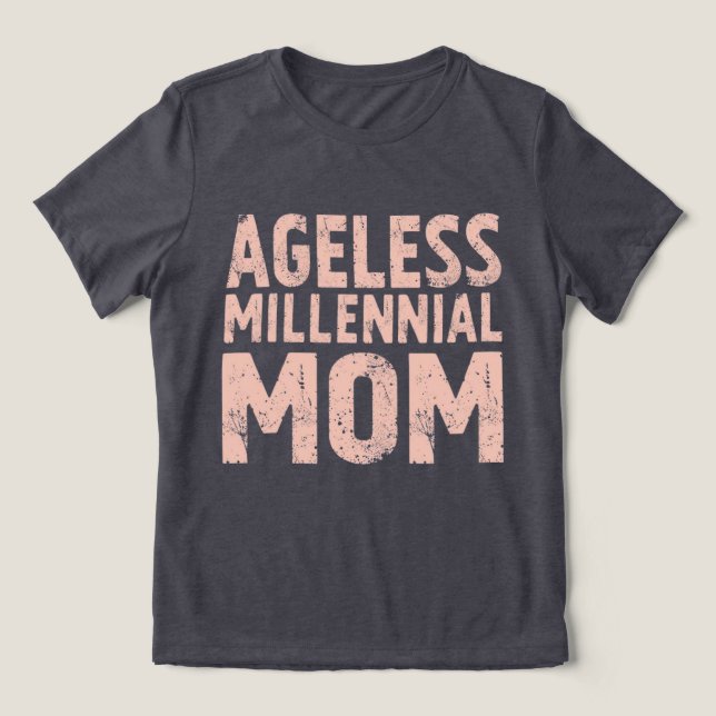 Camiseta Distressed “Mãe Millennial Sem Idade” Ret (Design frontal)