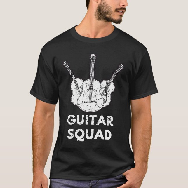 Camiseta Distressed Musician Music Acoustic Guitar Squad Gu (Frente)