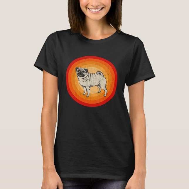 Camiseta Distressed Pug Dog  Retro Style (Frente)