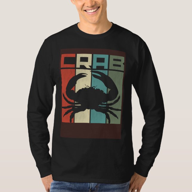 Camiseta Distressed Retro Crab Graphic Seafood & Crab (Frente)