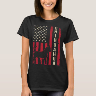 Camiseta Distressed Retro Usa American Flag Chihuahua Dog