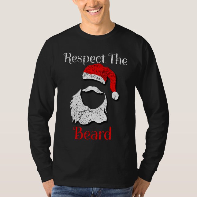 Camiseta Distressed Santa Claus Respect The Beard (Frente)