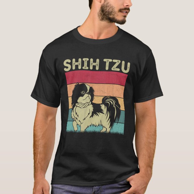 Camiseta Distressed Shih Tzu Dog  Boys Girls Retro Shih Tzu (Frente)