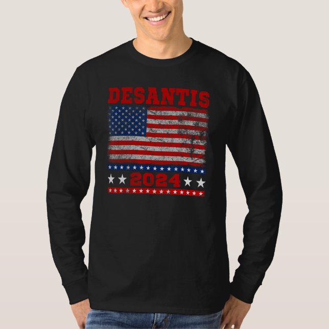 Camiseta Distressed Style American Flag Desantis 2024 (Frente)
