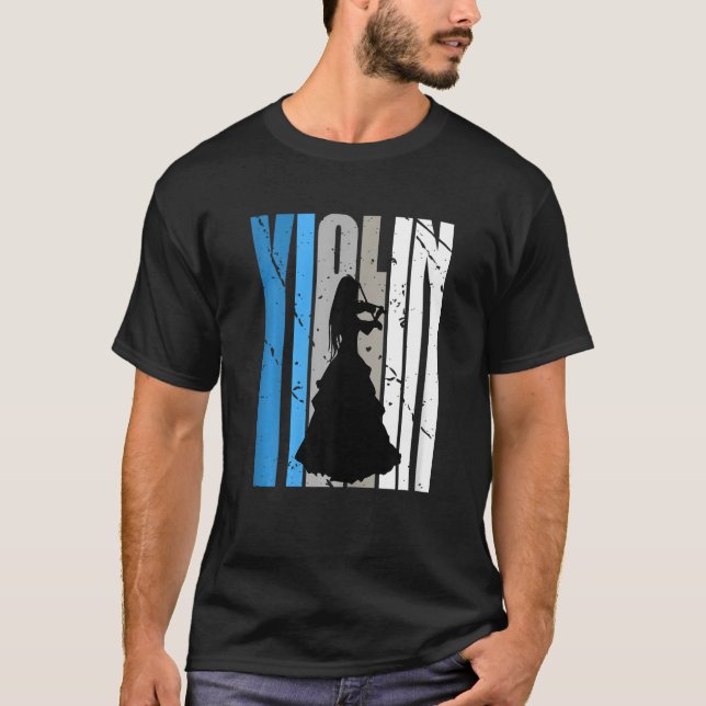 Camiseta Distressed Violin Player Retro Female Words Text R (Frente)