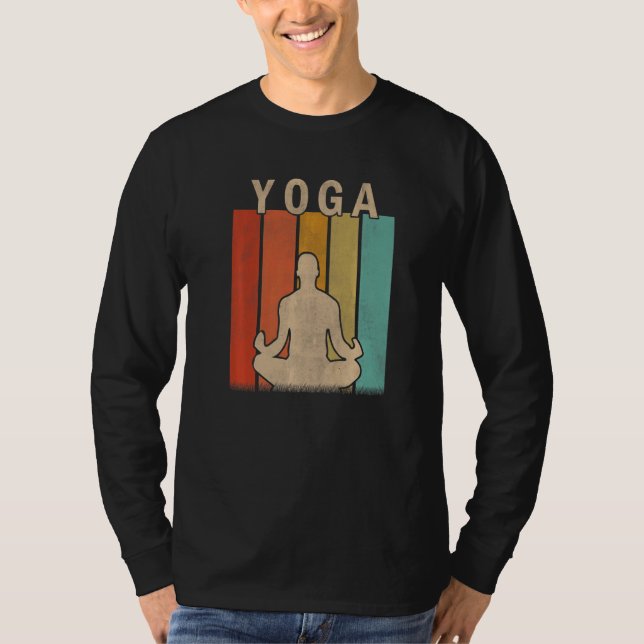 Camiseta Distressed Yoga  Men Women Cute Yoga Retro (Frente)