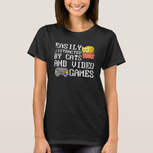 Camiseta Distribuído Facilmente Por Gatos E Videos games Re