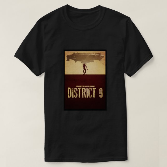 Camiseta DISTRICT 9 - Design de Silhuette Clássico Mínimo (Frente do Design)