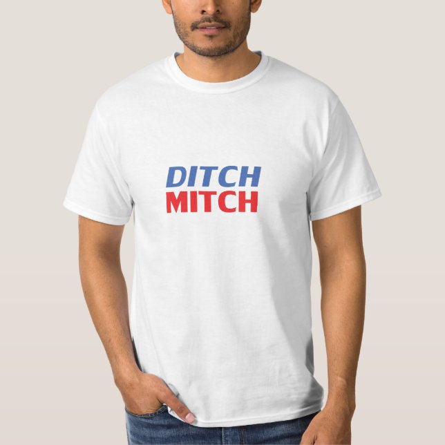 Camiseta Ditch Mitch vermelho branco azul moderno tipografi (Frente)