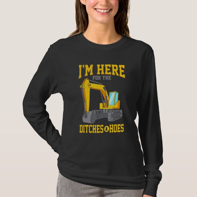 Camiseta Ditches Hoes Construção Backhoe Bulldozer (Frente)