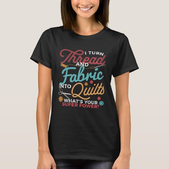 Camiseta Dito de Costura Citação de Costureira de Patchwork (Frente)