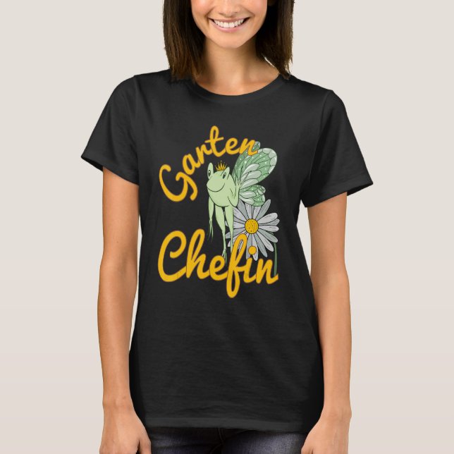 Camiseta Dito de Jardim Chef de Jardim Sapo Elfo Com Flor (Frente)