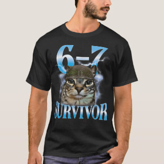 Camiseta Dito Engraçado 67 Gatos Sobrevivente de Dor de Bar