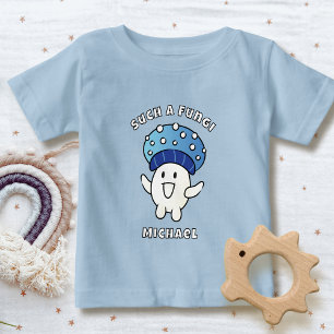 Camiseta Dito Engraçado Kawaii Cogumelo Cartoon Fungo Azul 