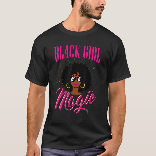 Camiseta Diva Afro Melanin Bubblegum Preto Rosa (Frente)