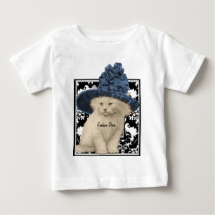 Camiseta Diva da Moda de Gato Vintage Fofo com Cha