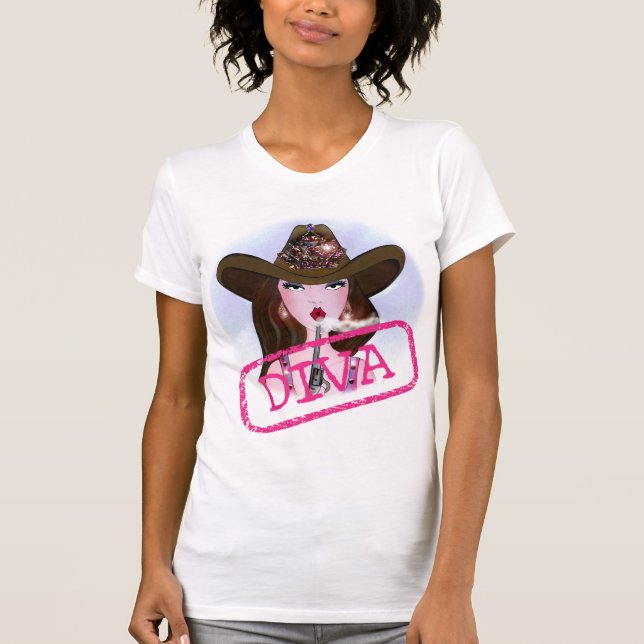 Camiseta "Diva de uma Cowgirl" (Frente)