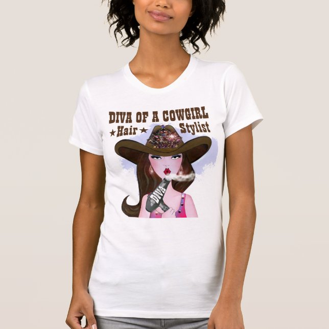 Camiseta Diva de uma Cowgirl "Hairlist" (Frente)