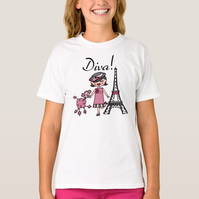 Camiseta Diva do cabelo preto (Frente)