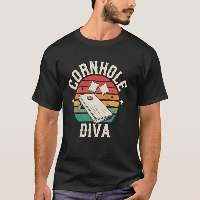 Camiseta Diva do Cornhole Jogadora de Cornhole Engraçada (Frente)