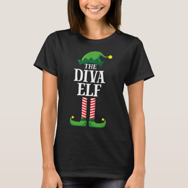 Camiseta Diva Elf Matching Family Christmas Party Pajama (Frente)