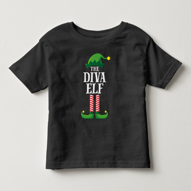 Camiseta Diva Elf Matching Family Group Festa de Natal (Frente)