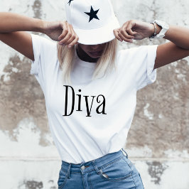 Camiseta Diva Funny Whimsics Tipografia
