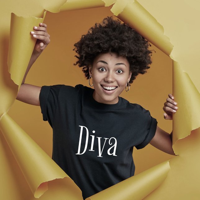 Camiseta Diva Funny Whimsics Tipografia (Criador carregado)