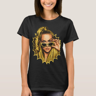 Camiseta Diva Pop-Art Dourada – Estilo de Quadrinhos Retrô