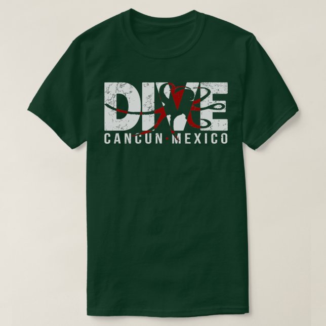 Camiseta DIVE Cancun Mexico SCUBA DIVING Octopus (Frente do Design)