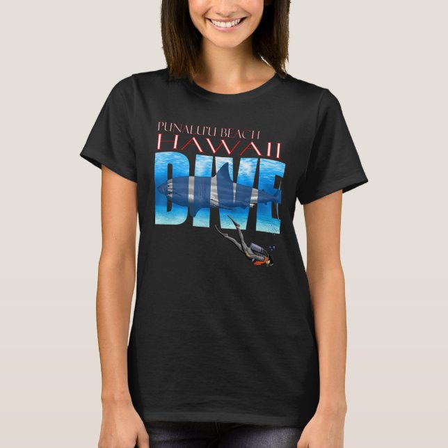 Camiseta DIVE Punaluu2019u Beach SCUBA Snorkeling (Frente)