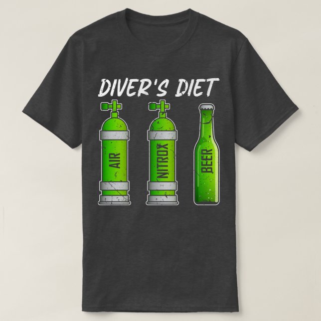 Camiseta Diver Diet Beer Funny Scuba Merging (Frente do Design)