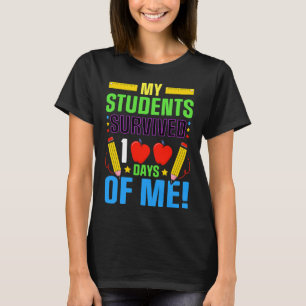 Camiseta Diversão 100º Dia De Escola Meu Aluno Sobreviveu 1