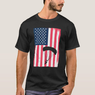 Camiseta Diversão Antiga Saltos de Paraquedas Bandeira Amer