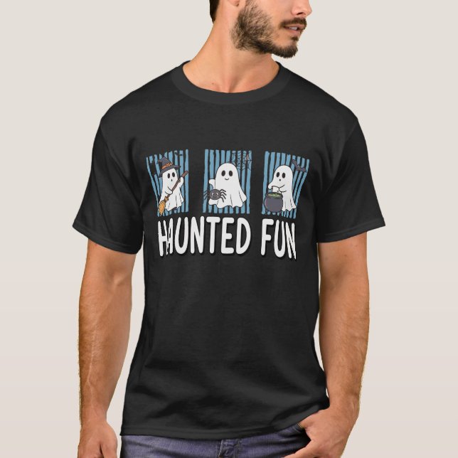 Camiseta Diversão Assombrada Fantasma Fofo Halloween (Frente)