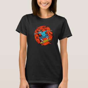 Camiseta Diversão Assustadora SK8R Esqueleto Morcegos E Gat